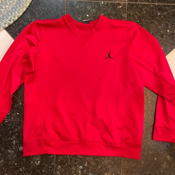 Jordan Nike DriFit Textured Crewneck Sweatshirt Red - Picture 1 of 3